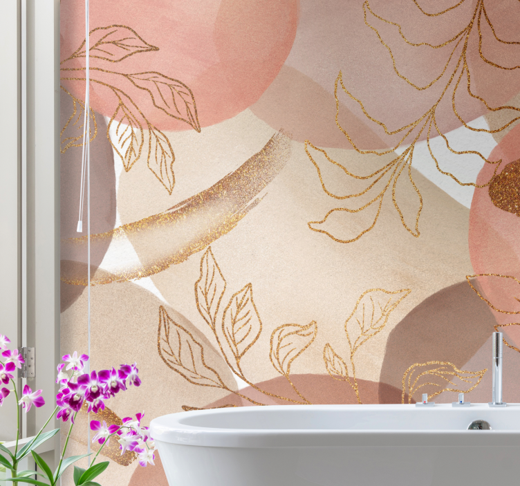 Tapisserie salle de bain motif floral ornemental - TenStickers