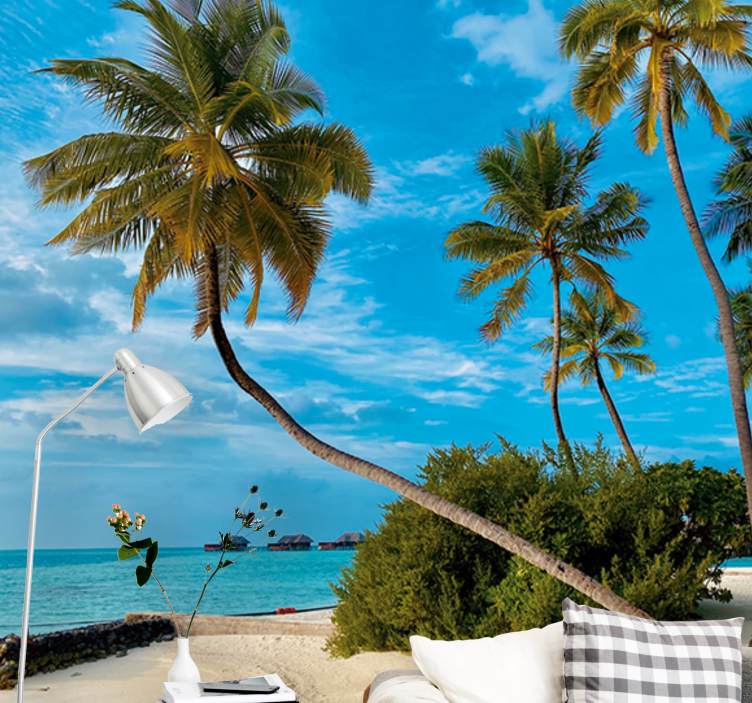 Papier peint salon Cocotier sur la plage - TenStickers