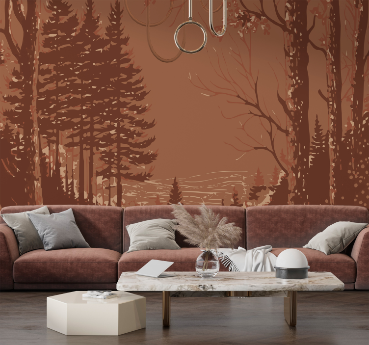 Tapisserie terracotta conception abstraite de la nature - TenStickers