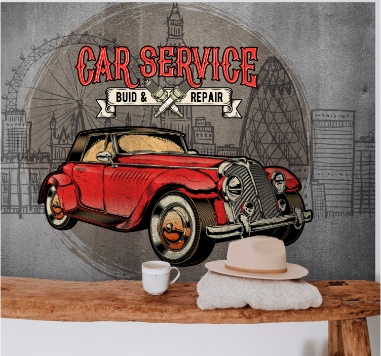 Tapisserie véhicule service de voiture classique - TenStickers