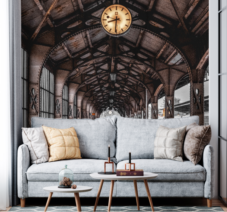 Tapisserie villes et pays arche de la gare horloge - TenStickers