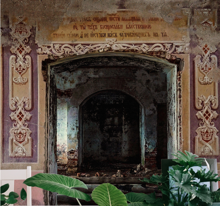 Tapisserie villes et pays architecture rétro abandonnée - TenStickers