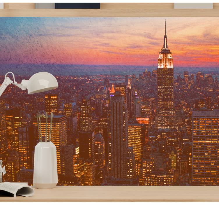 Tapisserie villes et pays coucher de soleil empire state - TenStickers
