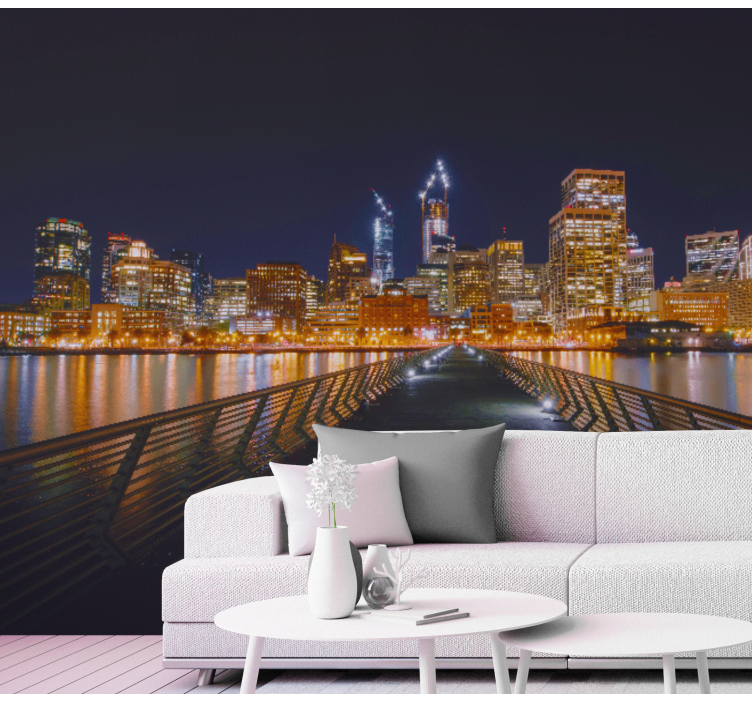 Tapisserie villes et pays reflet de skyline urbain - TenStickers