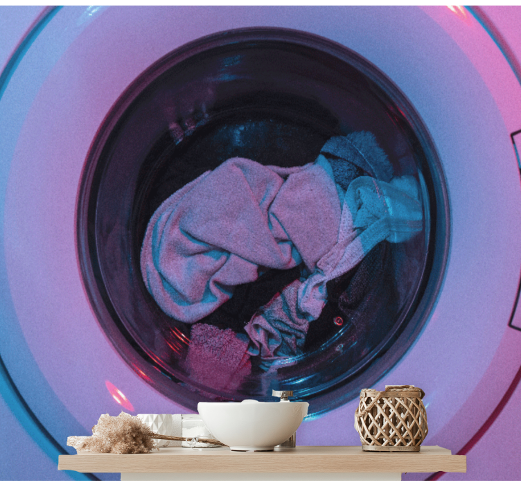 Tapisserie vintage la machine à laver tourne - TenStickers