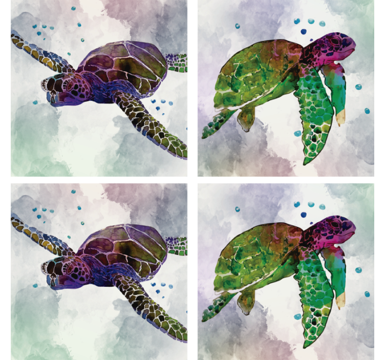 Dessous de verre vintage tortues de mer colorées - TenStickers