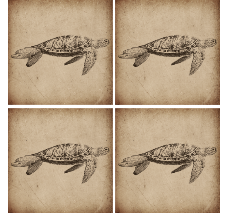 Sous-verre tortue vintage - TenStickers