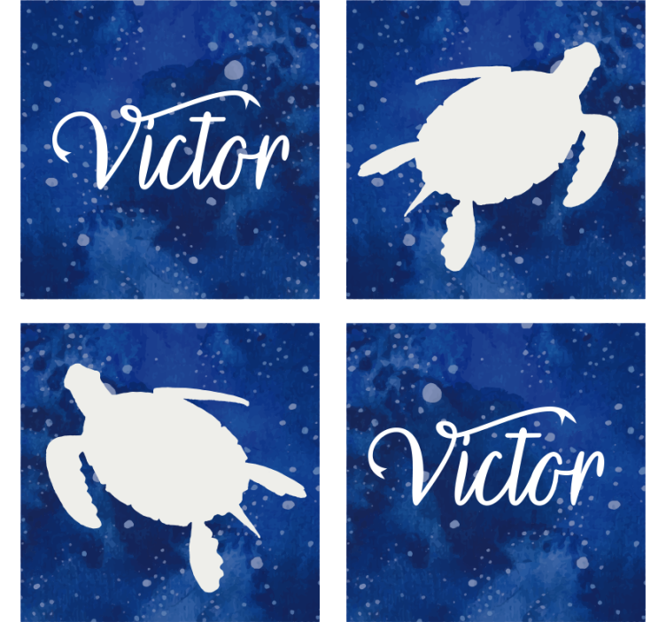 Dessous de verre personnalisable silhouette de tortue bleue - TenStickers