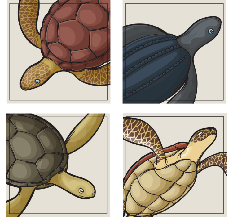 Dessous de verre geek illustrations de tortues colorées - TenStickers