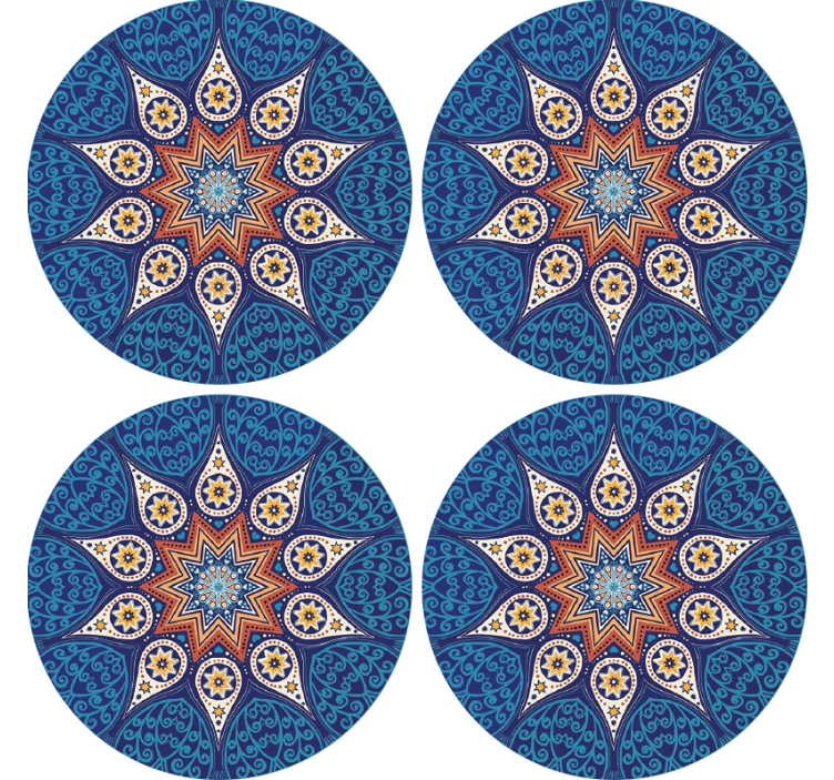 Dessous de verre design mandala bleu complexe - TenStickers