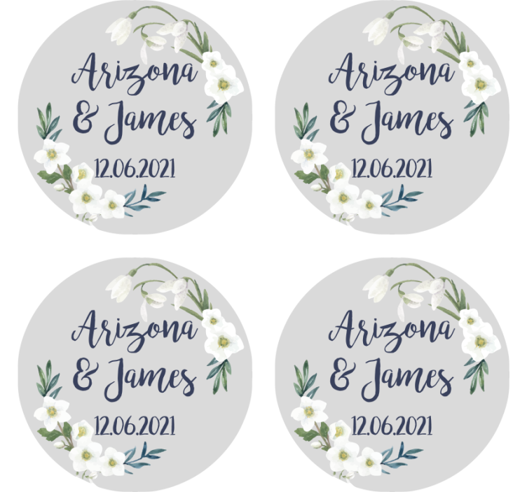 dessous de verre mariage Mariage floral personnalisable - TenStickers