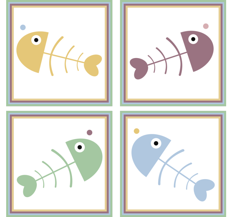 Dessous de verre squelettes de poissons colorés - TenStickers