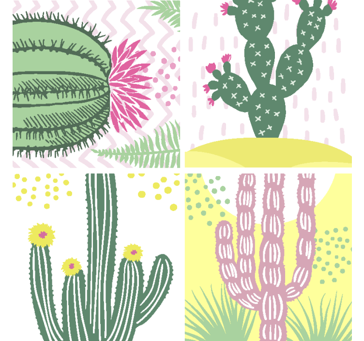 Dessous de verre geek motif de cactus vibrant - TenStickers