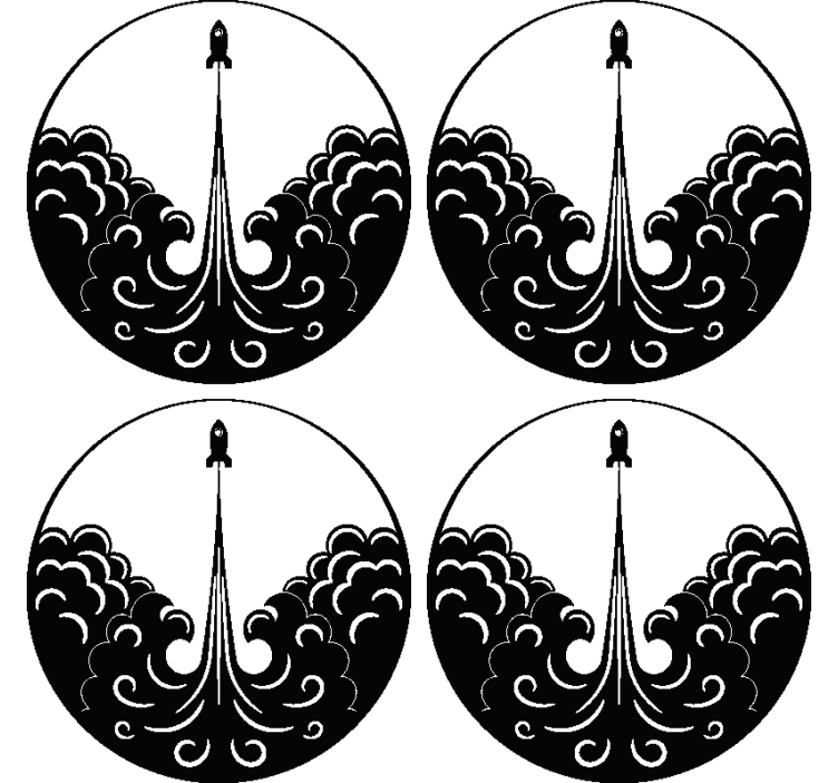 Dessous de verre geek vagues de lancement de fusée - TenStickers