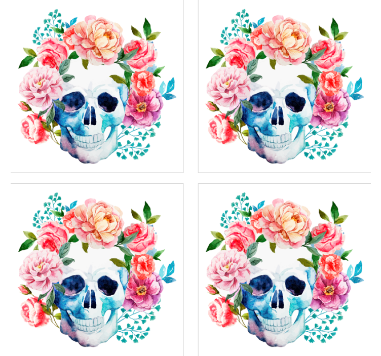 Dessous de verre geek motif crâne floral - TenStickers