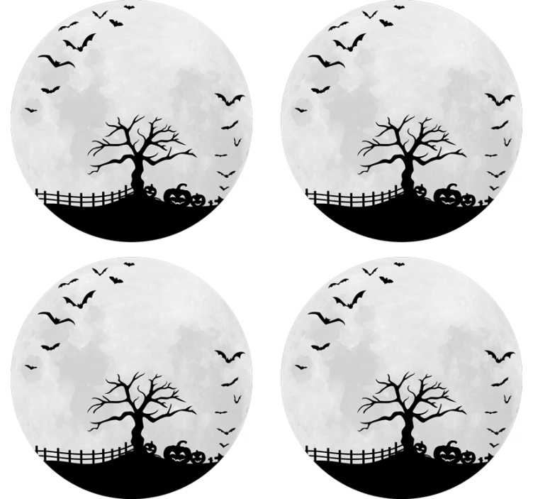Dessous de verre halloween silhouette d'arbre effrayant - TenStickers