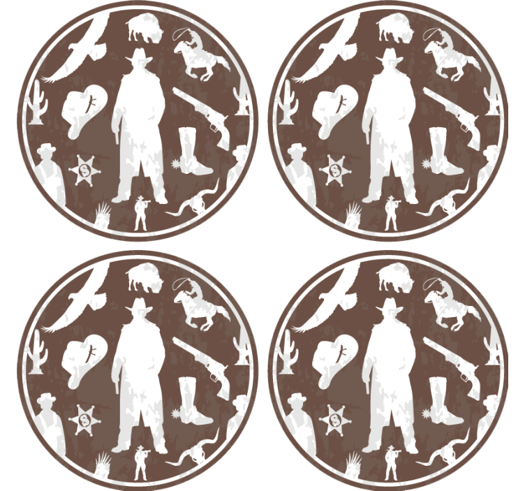 Dessous de verre vintage thème cowboy western - TenStickers