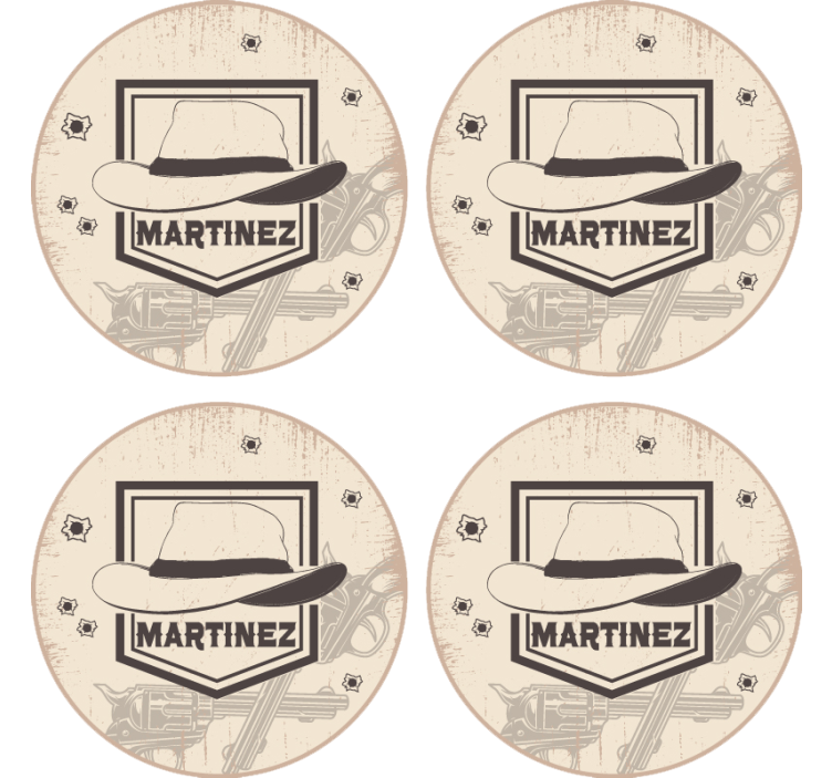 Dessous de verre geek chapeau de cowboy et pistolets - TenStickers