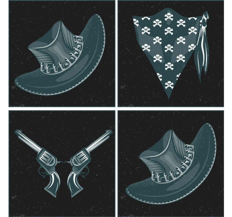 Dessous de verre geek revolvers croisés et bandana - TenStickers