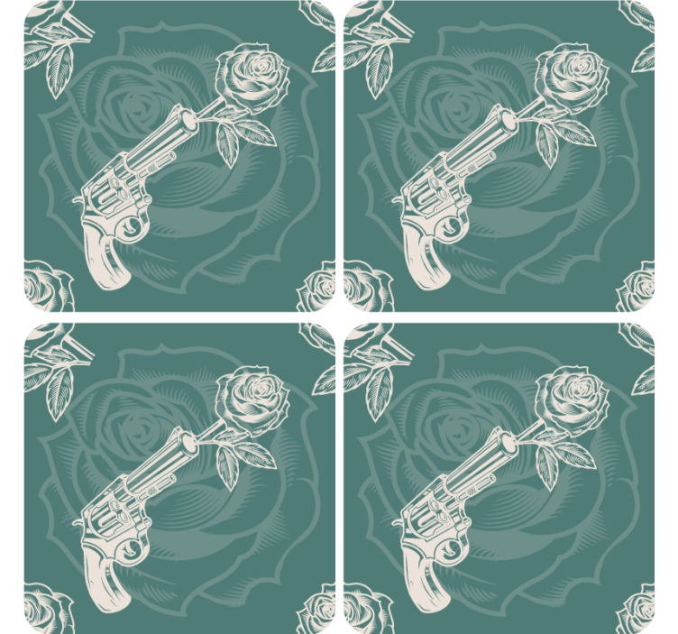Dessous de verre geek revolver avec rose - TenStickers