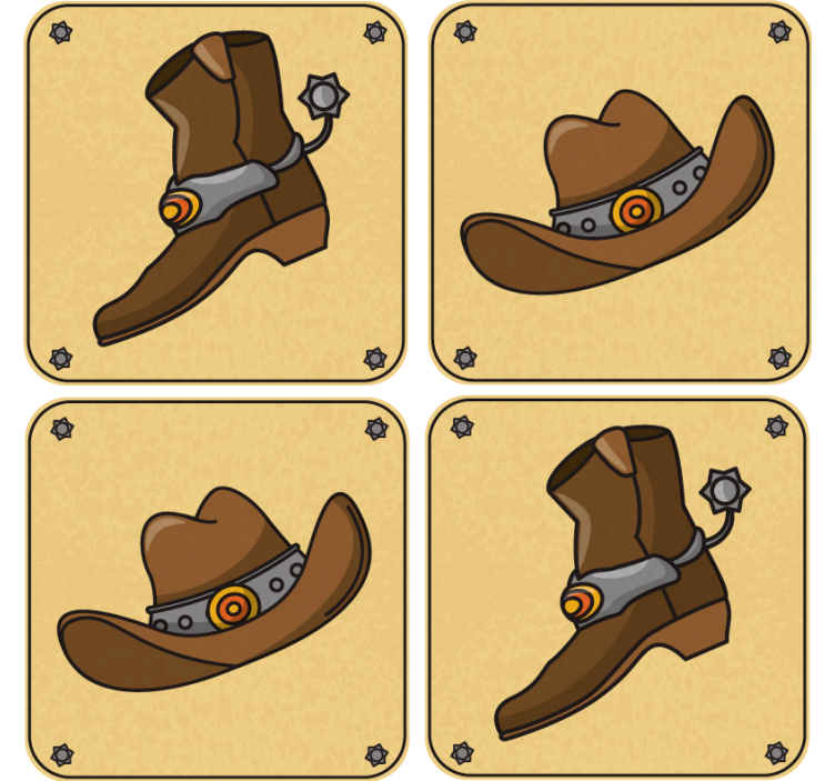 Dessous de verre geek chapeau et bottes de cowboy - TenStickers