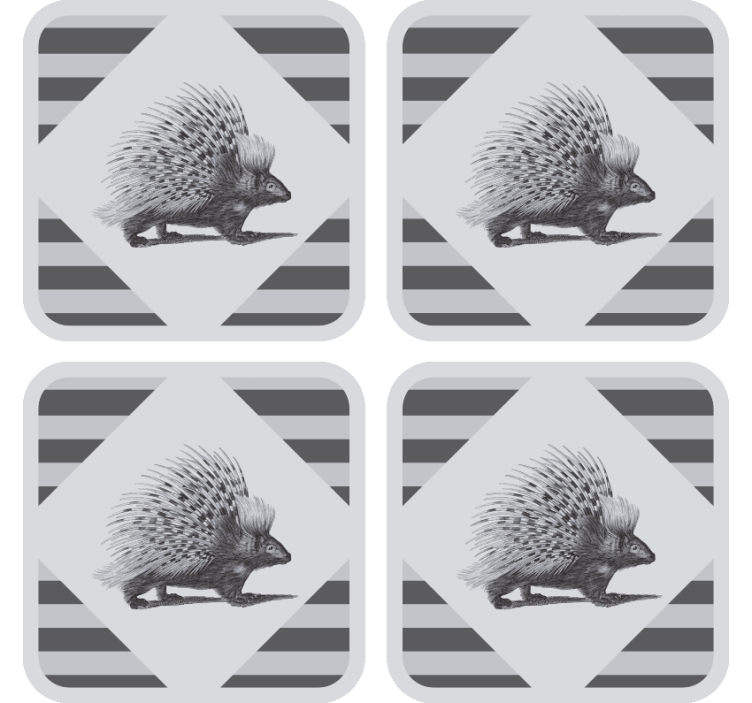 Dessous de verre moderne illustration de porc-épic rayé - TenStickers
