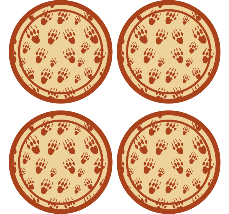 Dessous de verre vintage cercle empreinte de pattes marron - TenStickers