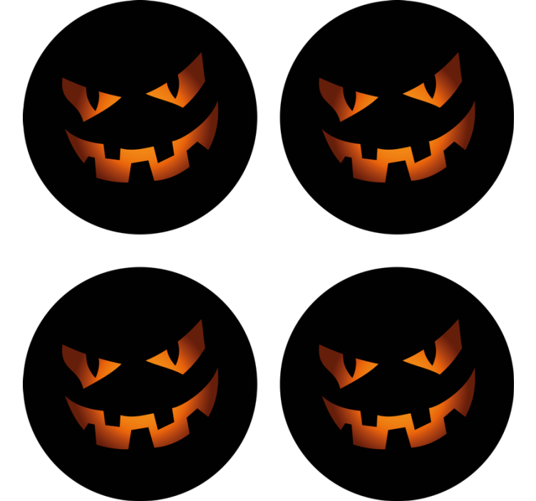 Dessous de verre halloween set de visages de citrouille - TenStickers