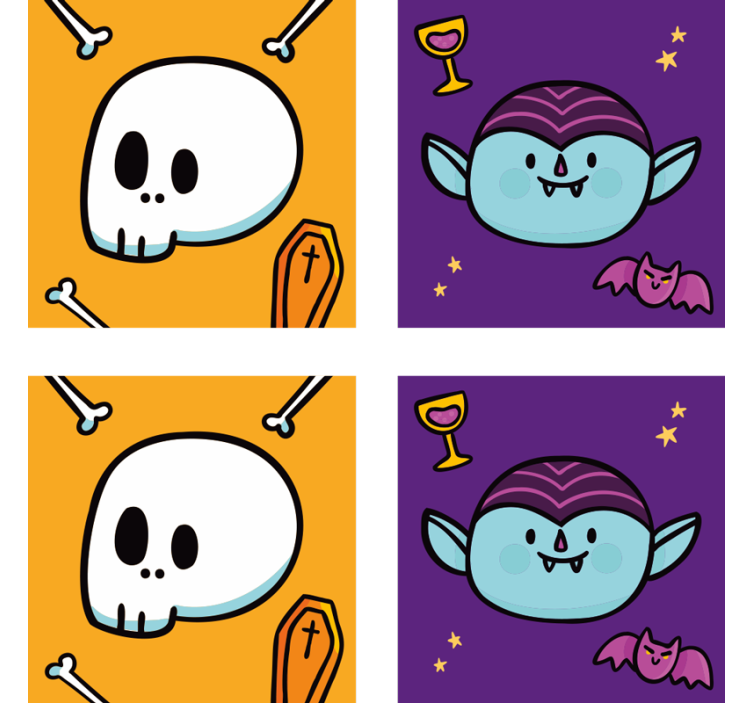 Dessous de verre halloween visages de vampires amusants - TenStickers