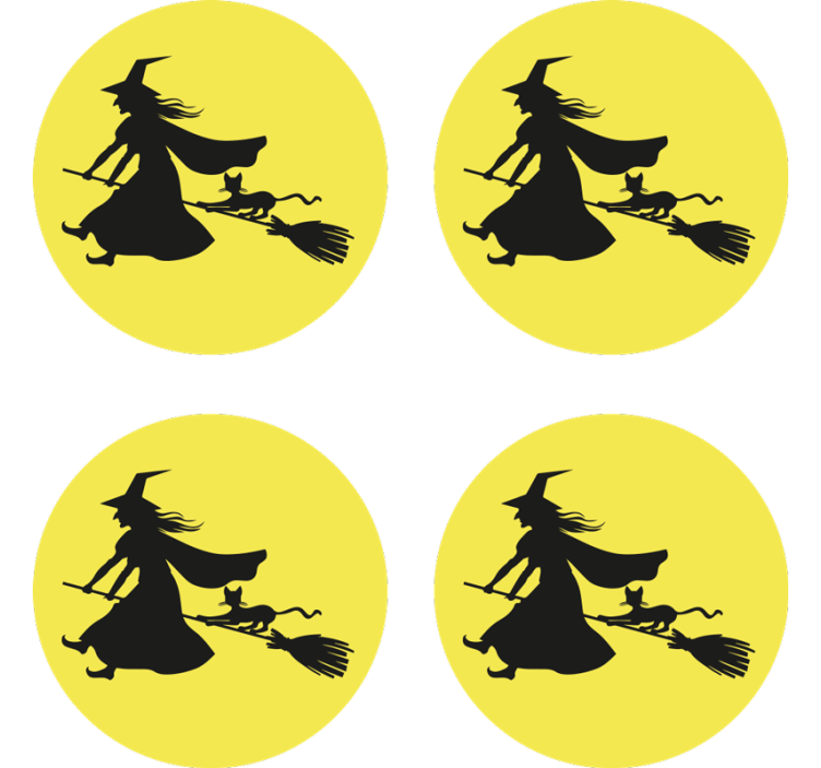 Dessous de verre halloween sorcière sur balai - TenStickers