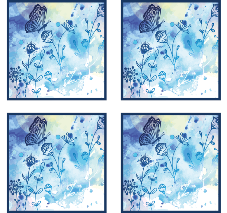 Dessous de verre motif aquarelle floral - TenStickers