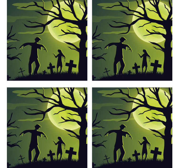 Dessous de verre halloween zombies au clair de lune - TenStickers