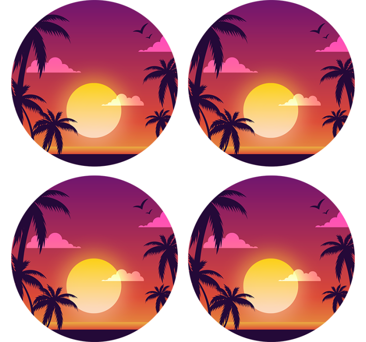 Dessous de verre geek motif coucher de soleil tropical - TenStickers