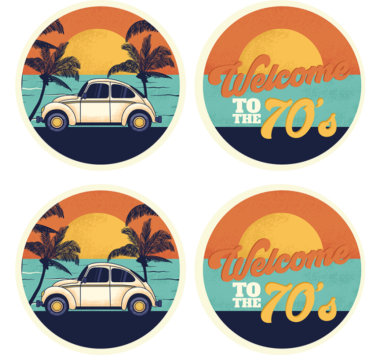 Dessous de verre vintage scène côtière rétro - TenStickers