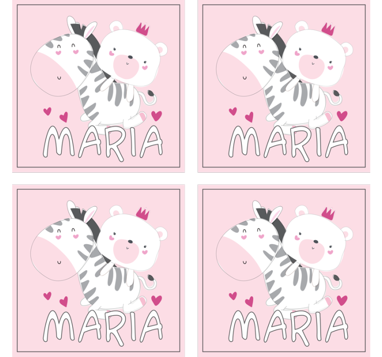 Dessous de verre personnalisable duo de zèbre et ours - TenStickers