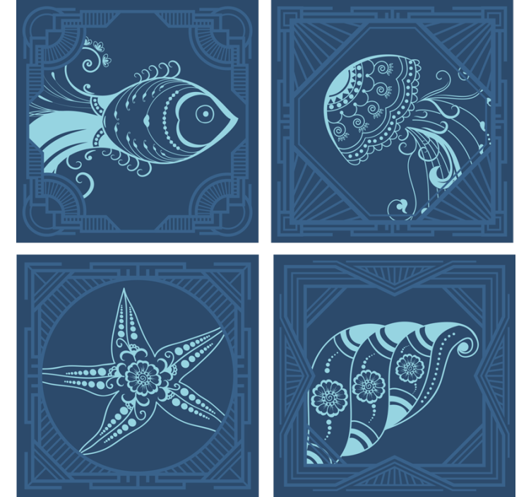 Dessous de verre geek créatures marines fantaisistes - TenStickers