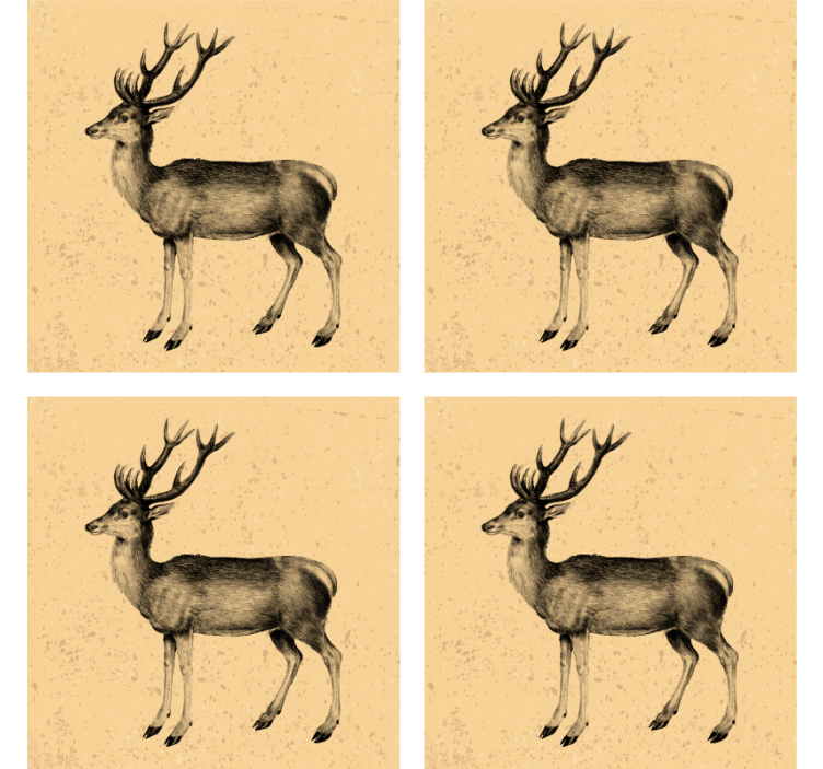 Dessous de verre bière illustration cerf vintage - TenStickers