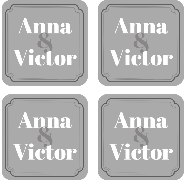 Dessous de verre mariage initiales personnalisées - TenStickers