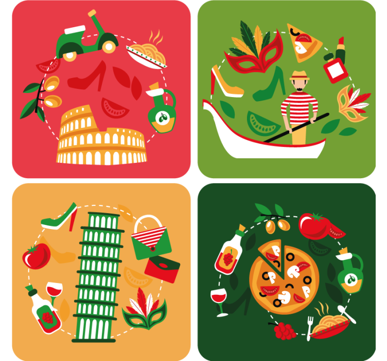 Icônes les plus célèbres d'italie plus de dessous de verre - TenStickers