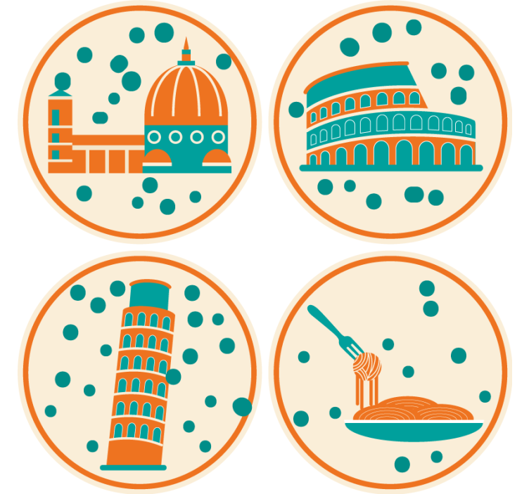 Dessous de verre moderne monuments italiens iconiques - TenStickers