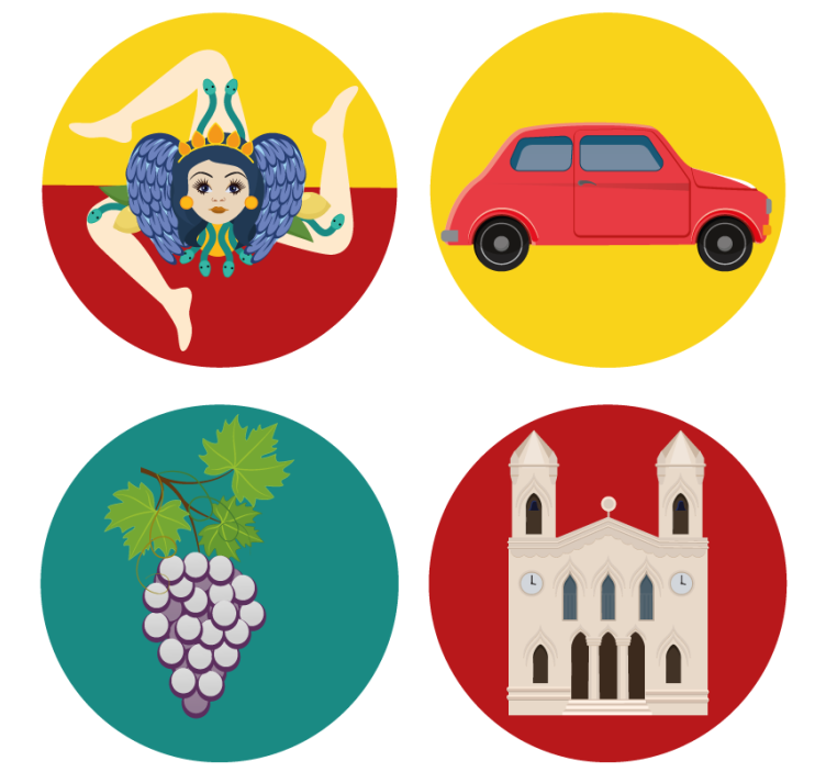 Dessous de verre moderne mythologie sicilienne raisins - TenStickers