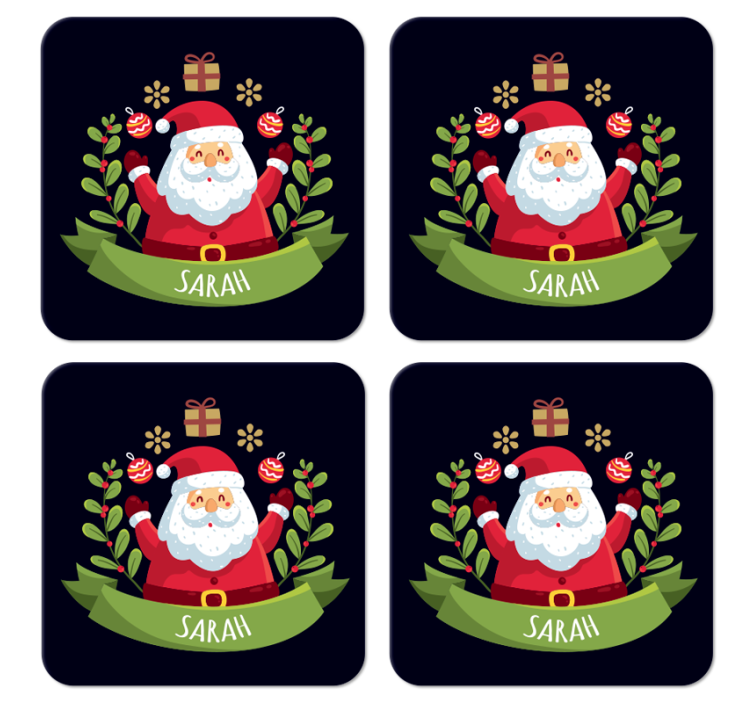 dessous de verre noel Père noël avec nom - TenStickers