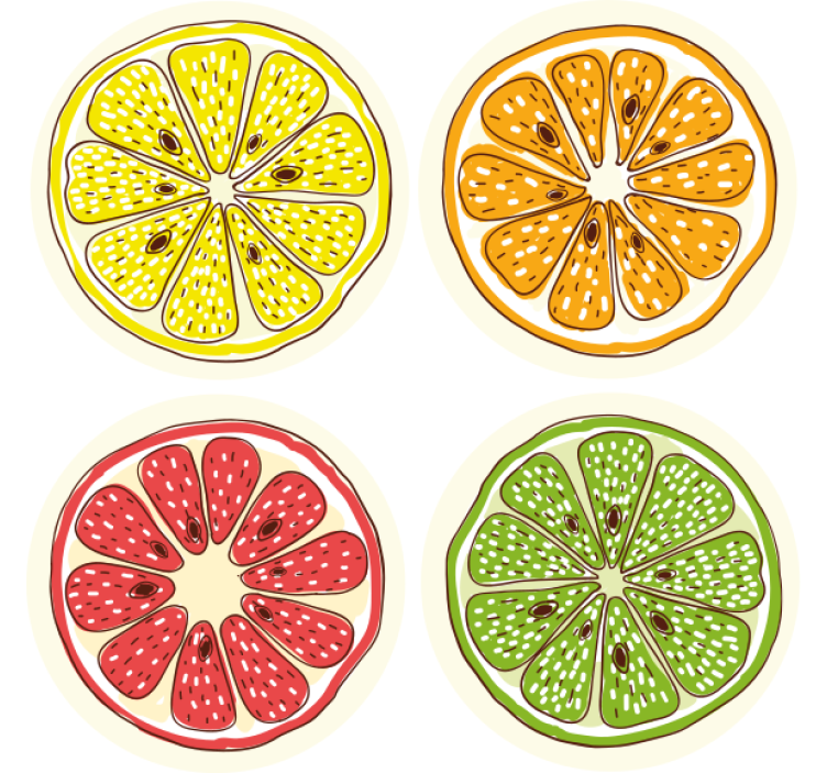 dessous de verre vintage Fruits différents - TenStickers