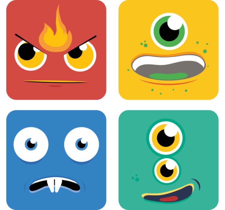 Dessous de verre geek visages de monstres colorés - TenStickers
