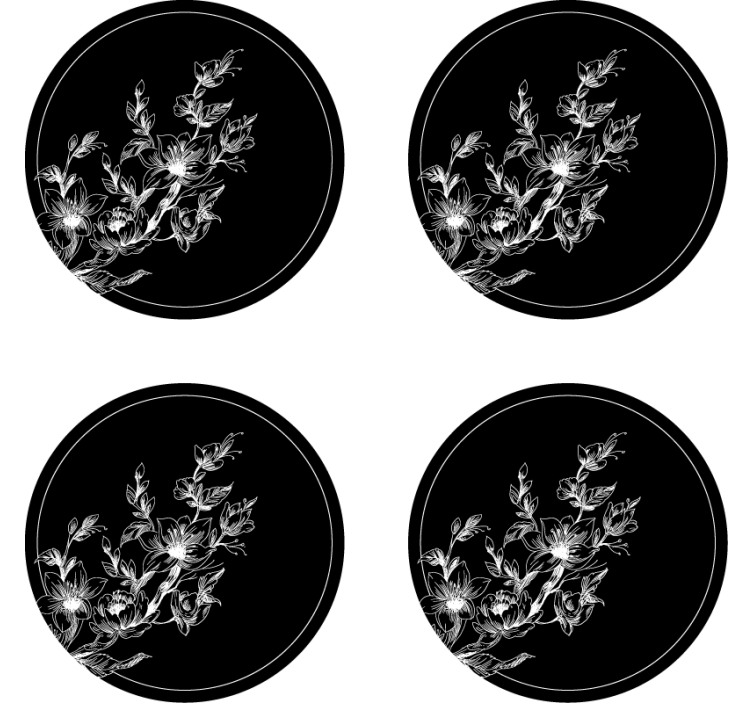 Dessous de verre art de ligne floral - TenStickers