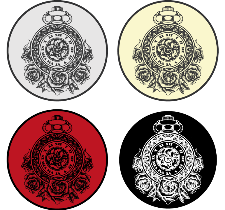 Dessous de verre vintage montre de poche et roses - TenStickers