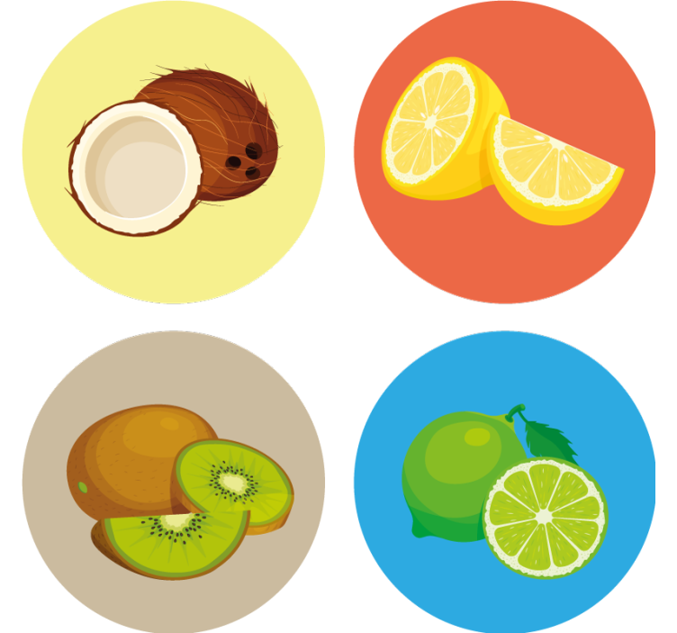 Dessous de verre moderne collection illustrations fruits - TenStickers