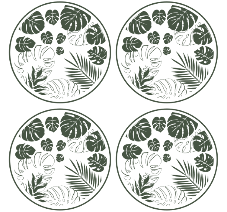 Dessous de verre motif cercle feuillage luxuriant - TenStickers