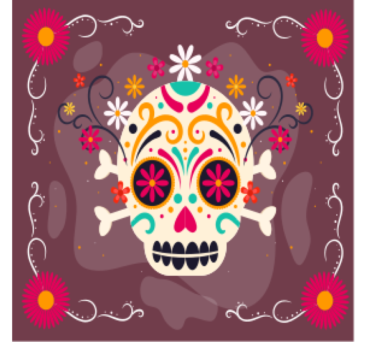 Dessous de verre halloween motif de crâne coloré - TenStickers