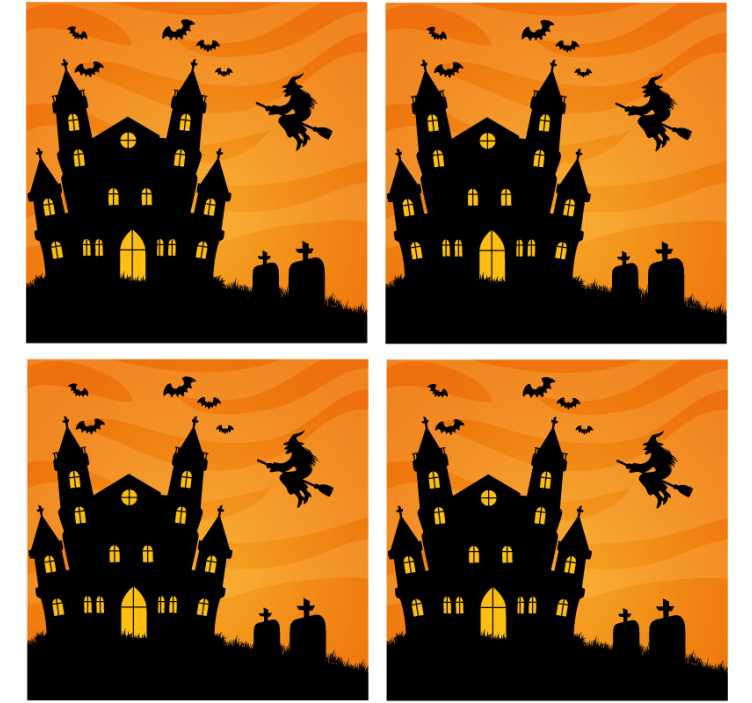 Dessous de verre Halloween Château et sorcière - TenStickers